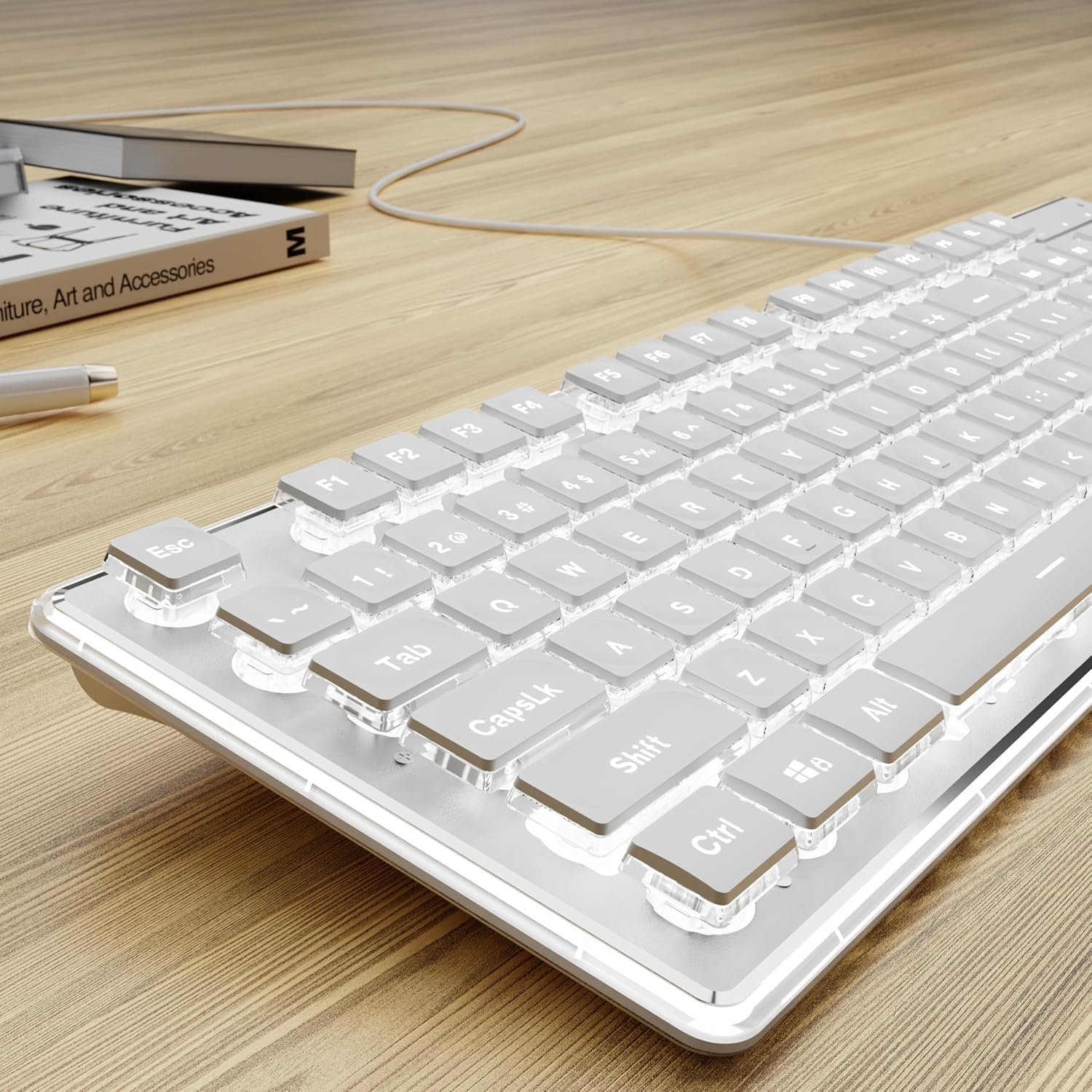 Pc Gaming Fullset - Bedraad USB-toetsenbord met wit verlicht metalen