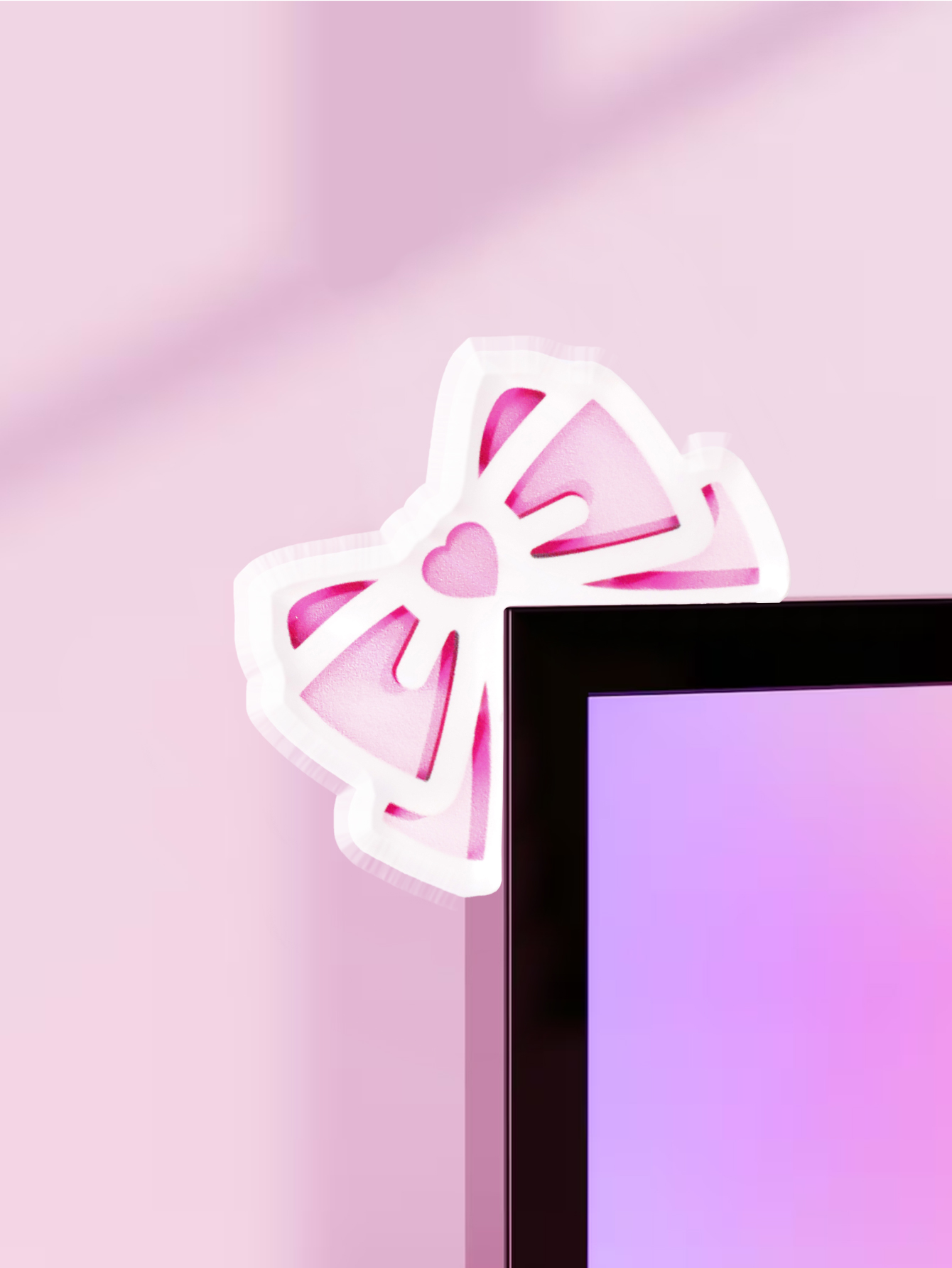 Pc Gaming Pink - Schattige strikmonitordecoratie, roze acryl strik, PC-accessoires,