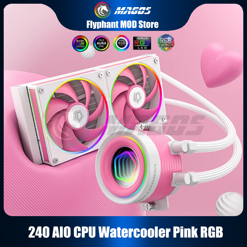Pc Water Cooling - 240 AIO CPU Waterkoeler Roze RGB