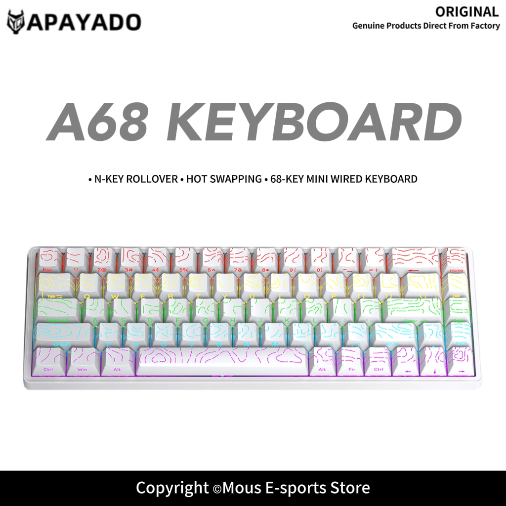 Pc Gaming Pink - APAYADO A68 Bedraad mechanisch toetsenbord Hot-swappable